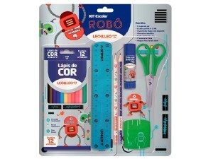 Kit Lápis de Cor 12 Cores 7 Peças Robo